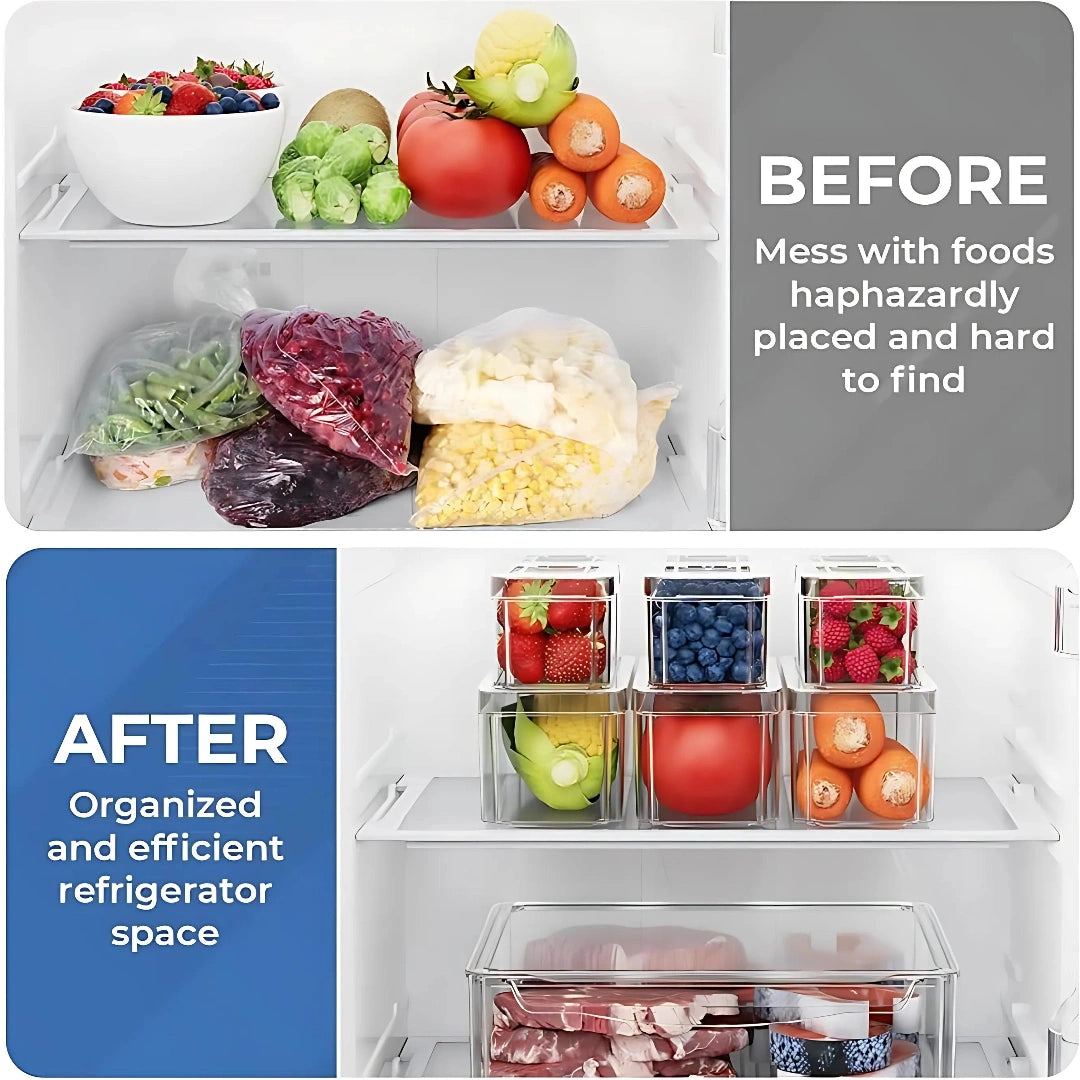 Unbreakable Food Grade Refrigerator Box with Handles (Pack of 6)